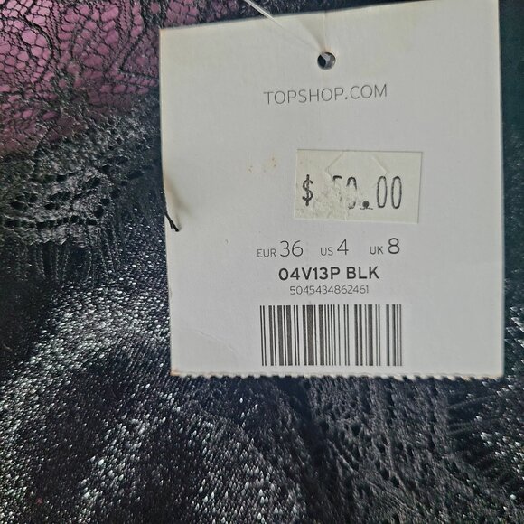 New with tags sz 4 Topshop Black Velvet Glitter Bodysuit - Picture 4 of 6